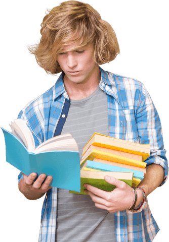 focused teen boy reading multiple books transparent background - Download Free Stock Videos Pikwizard.com