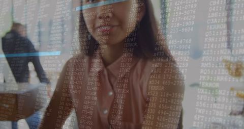 Woman Interacting with Futuristic Data Interface