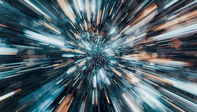 Futuristic Light Streaks Racing Through Digital Data Tunnel