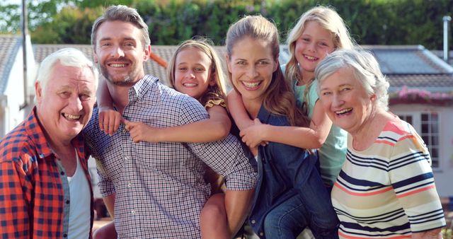 Happy Multi-Generational Family Posing Outdoors - Download Free Stock Images Pikwizard.com