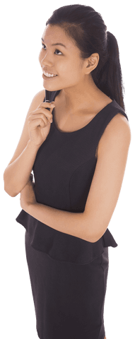 Happy Asian Businesswoman Standing with Confident Smile on Transparent Background