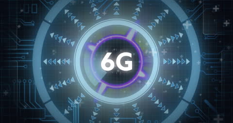 Futuristic 6G Technology Interface with Digital Elements