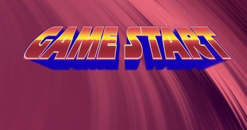 Stylized 3d game start text in virtual space