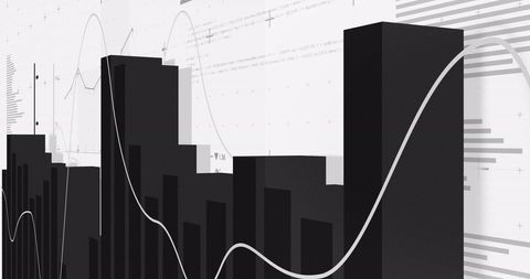 Financial Graphs with 3D Bars and Data Lines on White Background - Download Free Stock Images Pikwizard.com