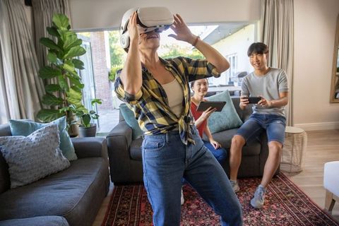 Joyful Friends Exploring Virtual Reality in Modern Living Room