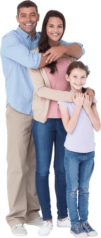 Smiling family embracing with transparency for versatile use