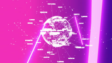 Global Network Connections with Futuristic Neon Effects