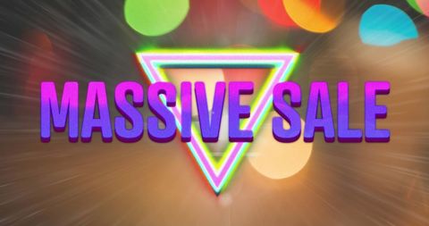 Retro Massive Sale Banner with Neon Lights and Bold Text