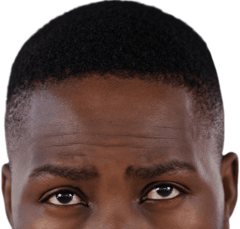 African American Man's Forehead and Eyes on Transparent Background