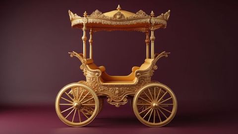 Exquisite Golden Carriage with Ornate Baroque Details