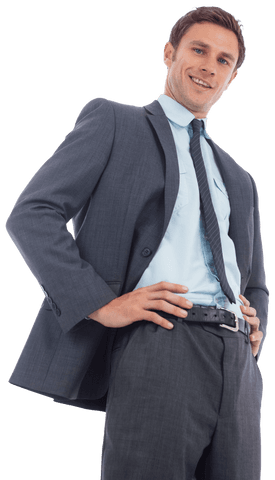 Confident Businessman Smiling in Suit on Transparent Background