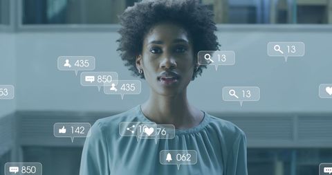 Businesswoman Engaged With Virtual Social Media Network