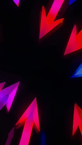 Pulsing Neon Arrows Rotating Toward Dark Void Vertical Loop Background