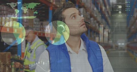Warehouse Employees Analyzing Inventory with Digital Data Overlay - Download Free Stock Images Pikwizard.com