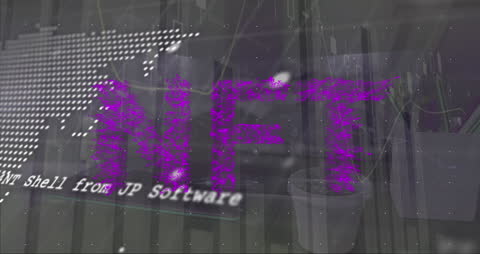 NFT Technology Concept with Digital Interface Background