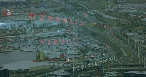 Cybersecurity Concepts Overlapping Modern Urban Landscape