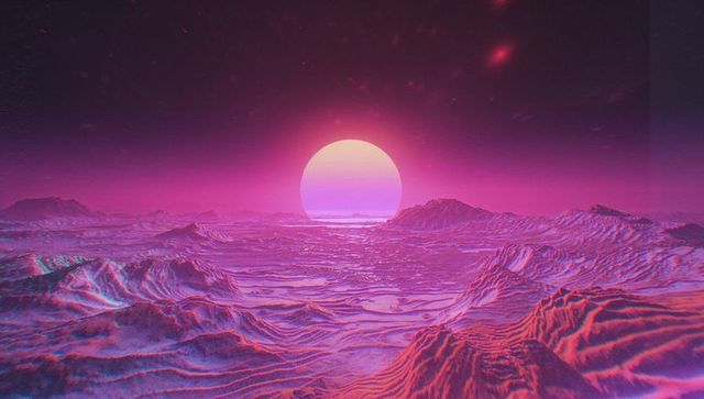 Futuristic alien landscape with vivid orb