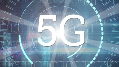 Futuristic Digital 5G Network Concept with Data Overlay