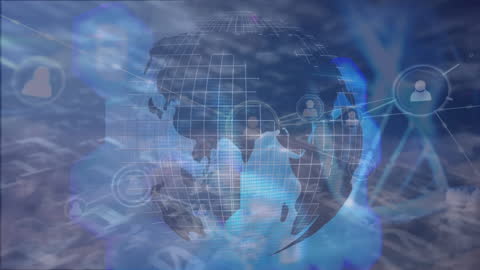 Businessman Using VR Headsets with Financial Data Animation