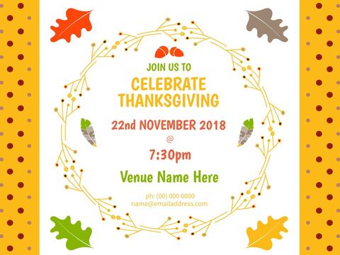 thanksgiving celebration invitation with autumn leaves and feathers - Download Free Stock Templates Pikwizard.com