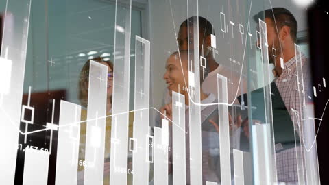 Diverse Team Discussing Finance Strategy with Digital Graphs