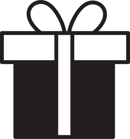 Black Gift With Bow on Transparent Background