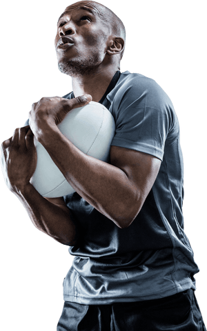 rugby player understanding football strategy holding ball on isolated background - Download Free Stock Videos Pikwizard.com
