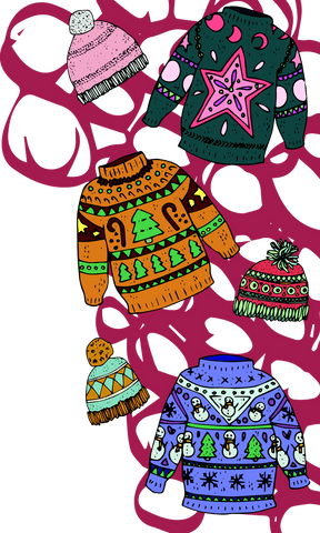 transparent christmas woollen sweaters and hats collection graphic - Download Free Stock Videos Pikwizard.com