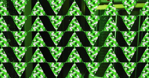 Abstract Green Triangular Pattern Over Computer Server Room - Download Free Stock Images Pikwizard.com