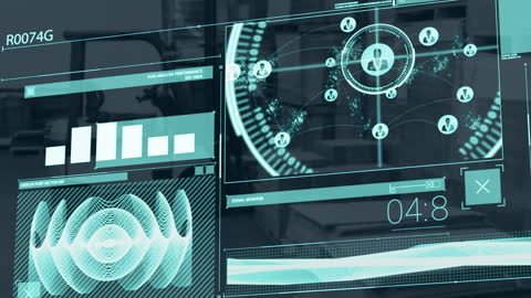 Digital Network with Graphs on Futuristic Interface