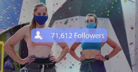 Fitness influencers promote climbing with face masks during covid-19