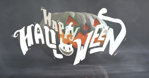 Happy Halloween Cat and Pumpkin with Eerie Design - Download Free Stock Images Pikwizard.com