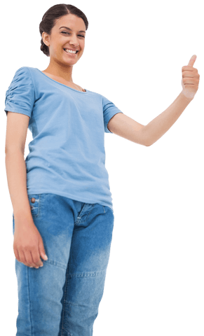 Brunette Woman Giving Thumbs Up on White Transparent Background - Download Free Stock Videos Pikwizard.com