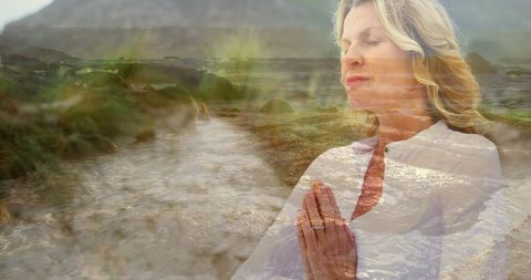 Tranquil Meditation by the Ocean at Sunrise - Download Free Stock Images Pikwizard.com