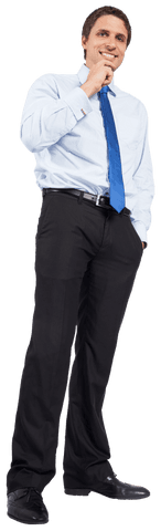 Confident Caucasian Businessman Smiling with Hand on Chin Transparent Background - Download Free Stock Videos Pikwizard.com
