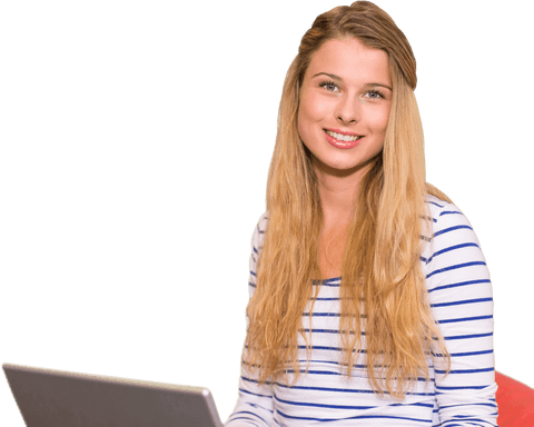 transparent portrait female student using laptop beige background - Download Free Stock Videos Pikwizard.com