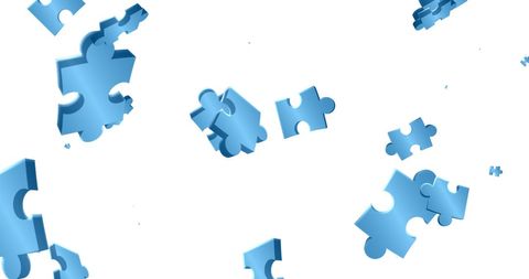 Floating Blue Puzzle Pieces on Clean White Backdrop - Download Free Stock Images Pikwizard.com