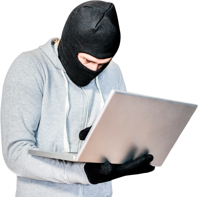 Focused Thief with Hoodie Transparent Background Working on Laptop - Download Free Stock Videos Pikwizard.com