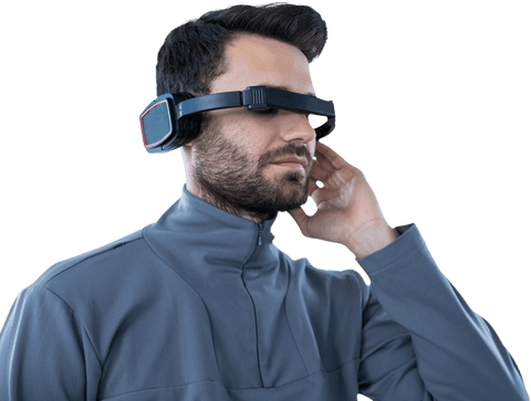 Man Using Transparent Virtual Reality Headset - Download Free Stock Videos Pikwizard.com