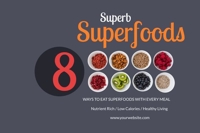 Colorful Arrangement of Eight Nutrient Rich Superfoods for Healthy Living - Download Free Stock Templates Pikwizard.com