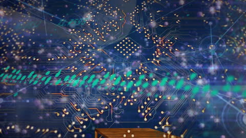 Futuristic Digital Circuit Board and Network Connections