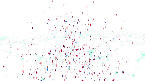 Abstract Confetti with Geometric Motifs on White Background