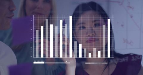 Business Team Analyzing Data with Interactive Graph