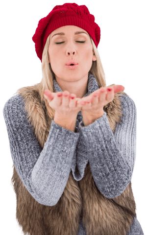 woman in hat blowing kiss isolated on transparent background - Download Free Stock Videos Pikwizard.com