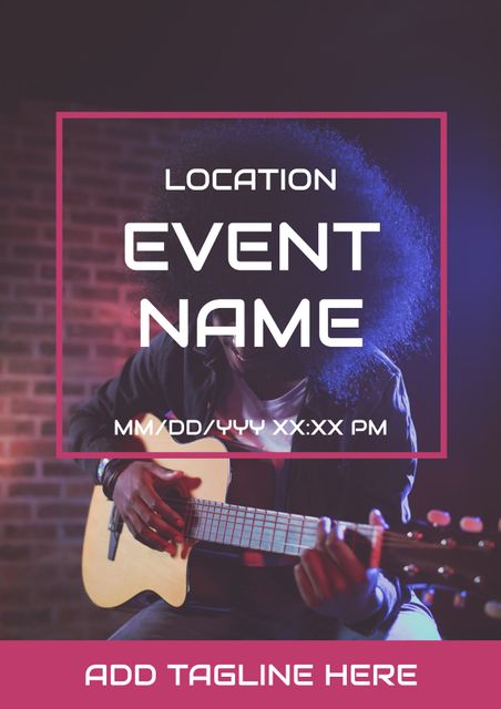 Music Event Poster Template with Singer Playing Guitar - Download Free Stock Templates Pikwizard.com