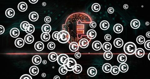 Digital euro symbols highlighting cryptocurrency innovation