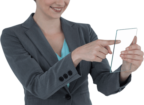 Businesswoman Pretending with Unusable Transparent Phone - Download Free Stock Videos Pikwizard.com