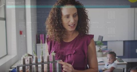 Mother Teaching Children About Plants in Modern Home Lab