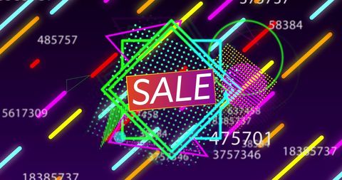 Vibrant neon-sale advertisement with dynamic numbers