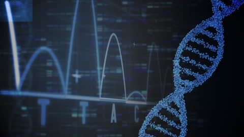 Digital DNA Strand with Data Graphics